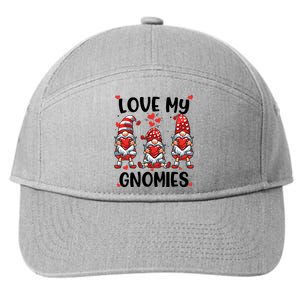 Three Gnome Love Valentines Day Love My Gnomies Mom 7-Panel Snapback Hat