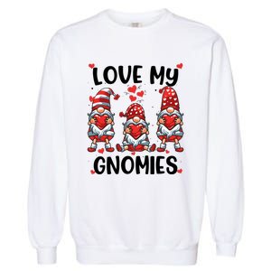 Three Gnome Love Valentines Day Love My Gnomies Mom Garment-Dyed Sweatshirt