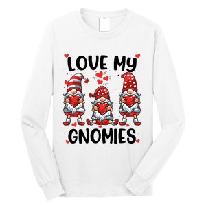 Three Gnome Love Valentines Day Love My Gnomies Mom Long Sleeve Shirt