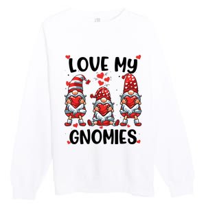 Three Gnome Love Valentines Day Love My Gnomies Mom Premium Crewneck Sweatshirt