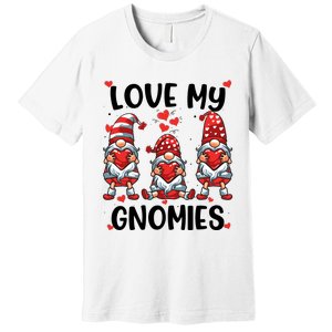 Three Gnome Love Valentines Day Love My Gnomies Mom Premium T-Shirt