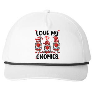 Three Gnome Love Valentines Day Love My Gnomies Mom Snapback Five-Panel Rope Hat