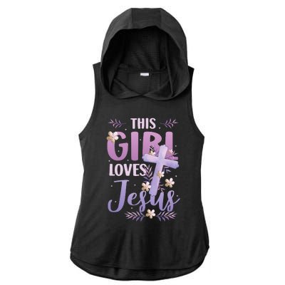 This Girl Loves Jesus Cute Christian Girl Jesus Ladies PosiCharge Tri-Blend Wicking Draft Hoodie Tank