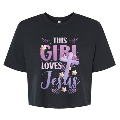 This Girl Loves Jesus Cute Christian Girl Jesus Bella+Canvas Jersey Crop Tee