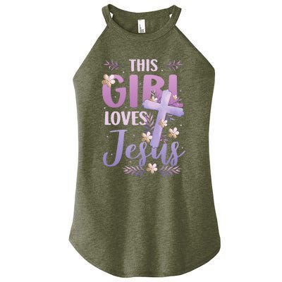 This Girl Loves Jesus Cute Christian Girl Jesus Women’s Perfect Tri Rocker Tank