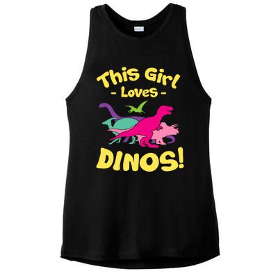 This Girl Loves Dinos - Funny Dinosaur Lover Gift Ladies PosiCharge Tri-Blend Wicking Tank