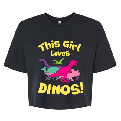 This Girl Loves Dinos - Funny Dinosaur Lover Gift Bella+Canvas Jersey Crop Tee