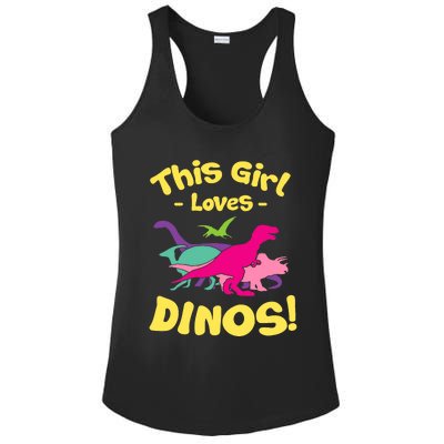 This Girl Loves Dinos - Funny Dinosaur Lover Gift Ladies PosiCharge Competitor Racerback Tank