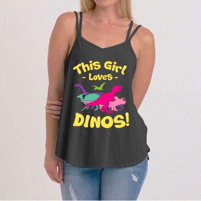 This Girl Loves Dinos - Funny Dinosaur Lover Gift Women's Strappy Tank