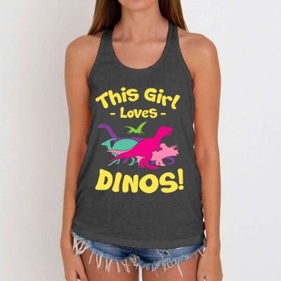 This Girl Loves Dinos - Funny Dinosaur Lover Gift Women's Knotted Racerback Tank