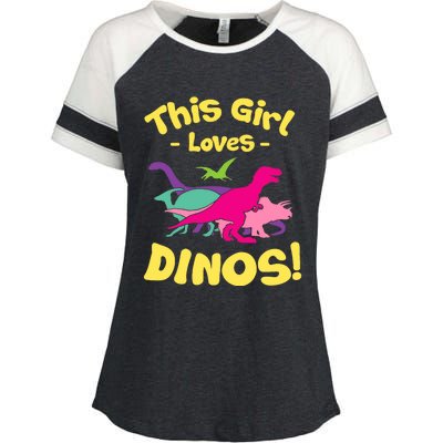 This Girl Loves Dinos - Funny Dinosaur Lover Gift Enza Ladies Jersey Colorblock Tee