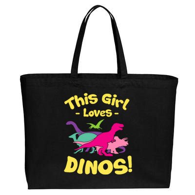 This Girl Loves Dinos - Funny Dinosaur Lover Gift Cotton Canvas Jumbo Tote