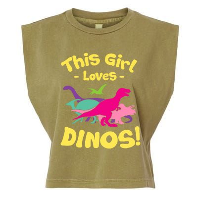 This Girl Loves Dinos - Funny Dinosaur Lover Gift Garment-Dyed Women's Muscle Tee