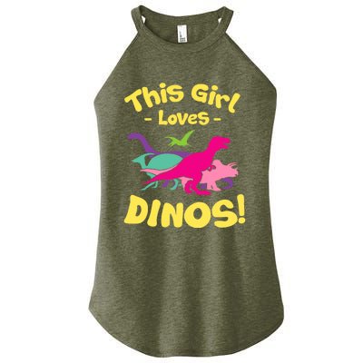 This Girl Loves Dinos - Funny Dinosaur Lover Gift Women's Perfect Tri Rocker Tank