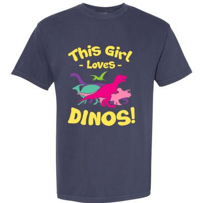 This Girl Loves Dinos - Funny Dinosaur Lover Gift Garment-Dyed Heavyweight T-Shirt