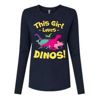 This Girl Loves Dinos - Funny Dinosaur Lover Gift Womens Cotton Relaxed Long Sleeve T-Shirt