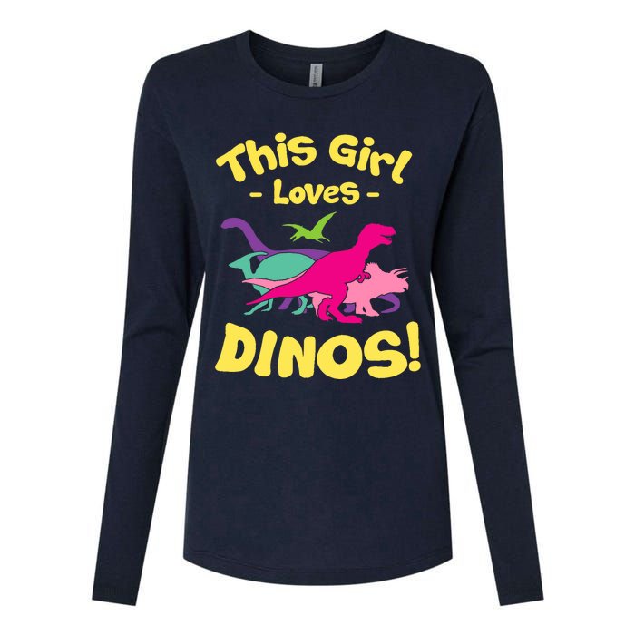 This Girl Loves Dinos - Funny Dinosaur Lover Gift Womens Cotton Relaxed Long Sleeve T-Shirt