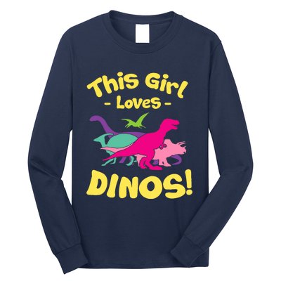 This Girl Loves Dinos - Funny Dinosaur Lover Gift Long Sleeve Shirt