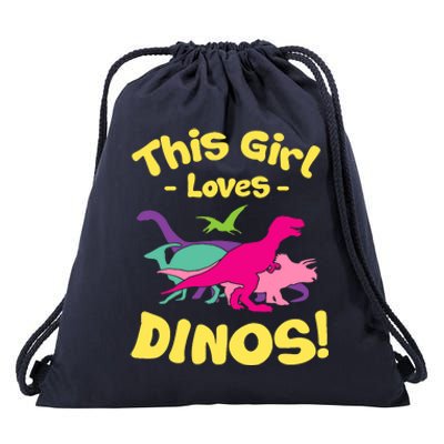 This Girl Loves Dinos - Funny Dinosaur Lover Gift Drawstring Bag