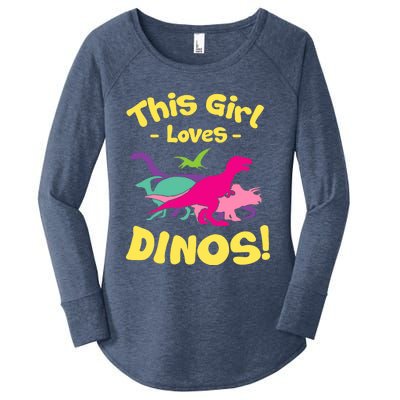 This Girl Loves Dinos - Funny Dinosaur Lover Gift Women's Perfect Tri Tunic Long Sleeve Shirt