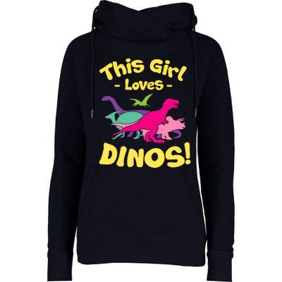 This Girl Loves Dinos - Funny Dinosaur Lover Gift Womens Funnel Neck Pullover Hood