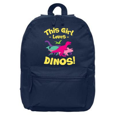 This Girl Loves Dinos - Funny Dinosaur Lover Gift 16 in Basic Backpack