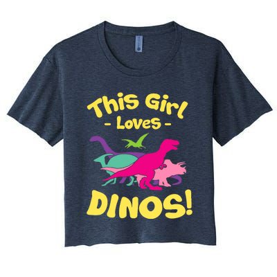 This Girl Loves Dinos - Funny Dinosaur Lover Gift Women's Crop Top Tee