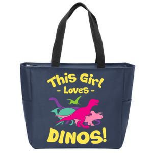 This Girl Loves Dinos - Funny Dinosaur Lover Gift Zip Tote Bag