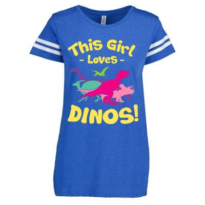 This Girl Loves Dinos - Funny Dinosaur Lover Gift Enza Ladies Jersey Football T-Shirt