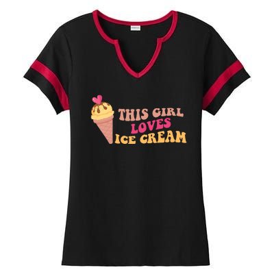 This Girl Loves Ice Cream Cute Gift Ladies Halftime Notch Neck Tee