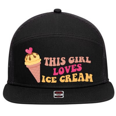 This Girl Loves Ice Cream Cute Gift 7 Panel Mesh Trucker Snapback Hat