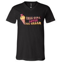 This Girl Loves Ice Cream Cute Gift V-Neck T-Shirt