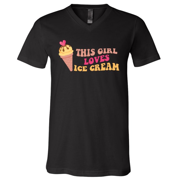 This Girl Loves Ice Cream Cute Gift V-Neck T-Shirt