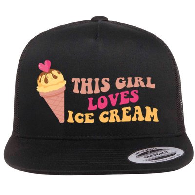 This Girl Loves Ice Cream Cute Gift Flat Bill Trucker Hat