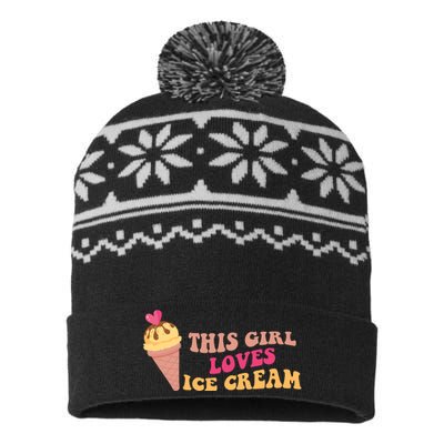 This Girl Loves Ice Cream Cute Gift USA-Made Snowflake Beanie