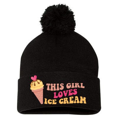 This Girl Loves Ice Cream Cute Gift Pom Pom 12in Knit Beanie