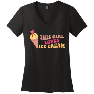 This Girl Loves Ice Cream Cute Gift Women's V-Neck T-Shirt