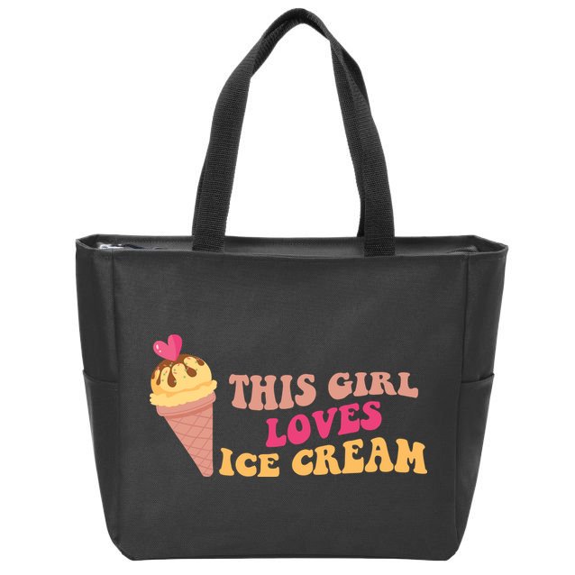 This Girl Loves Ice Cream Cute Gift Zip Tote Bag