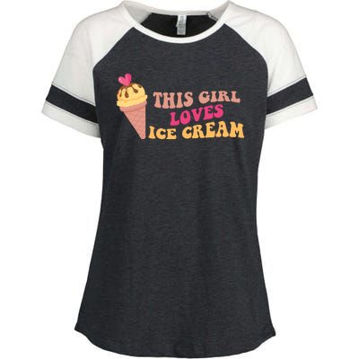 This Girl Loves Ice Cream Cute Gift Enza Ladies Jersey Colorblock Tee