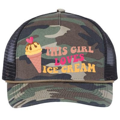 This Girl Loves Ice Cream Cute Gift Retro Rope Trucker Hat Cap