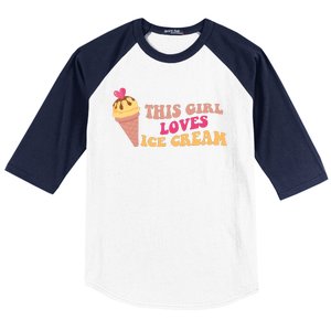 This Girl Loves Ice Cream Cute Gift Baseball Sleeve Shirt