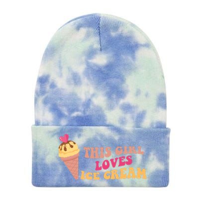 This Girl Loves Ice Cream Cute Gift Tie Dye 12in Knit Beanie