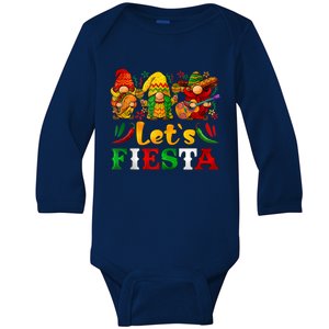 Three Gnomes Let's Fiesta Cinco De Mayo Mexican Baby Long Sleeve Bodysuit