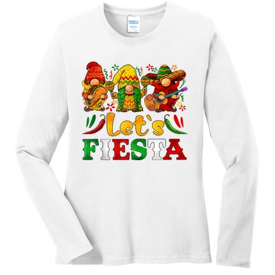 Three Gnomes Let's Fiesta Cinco De Mayo Mexican Ladies Long Sleeve Shirt