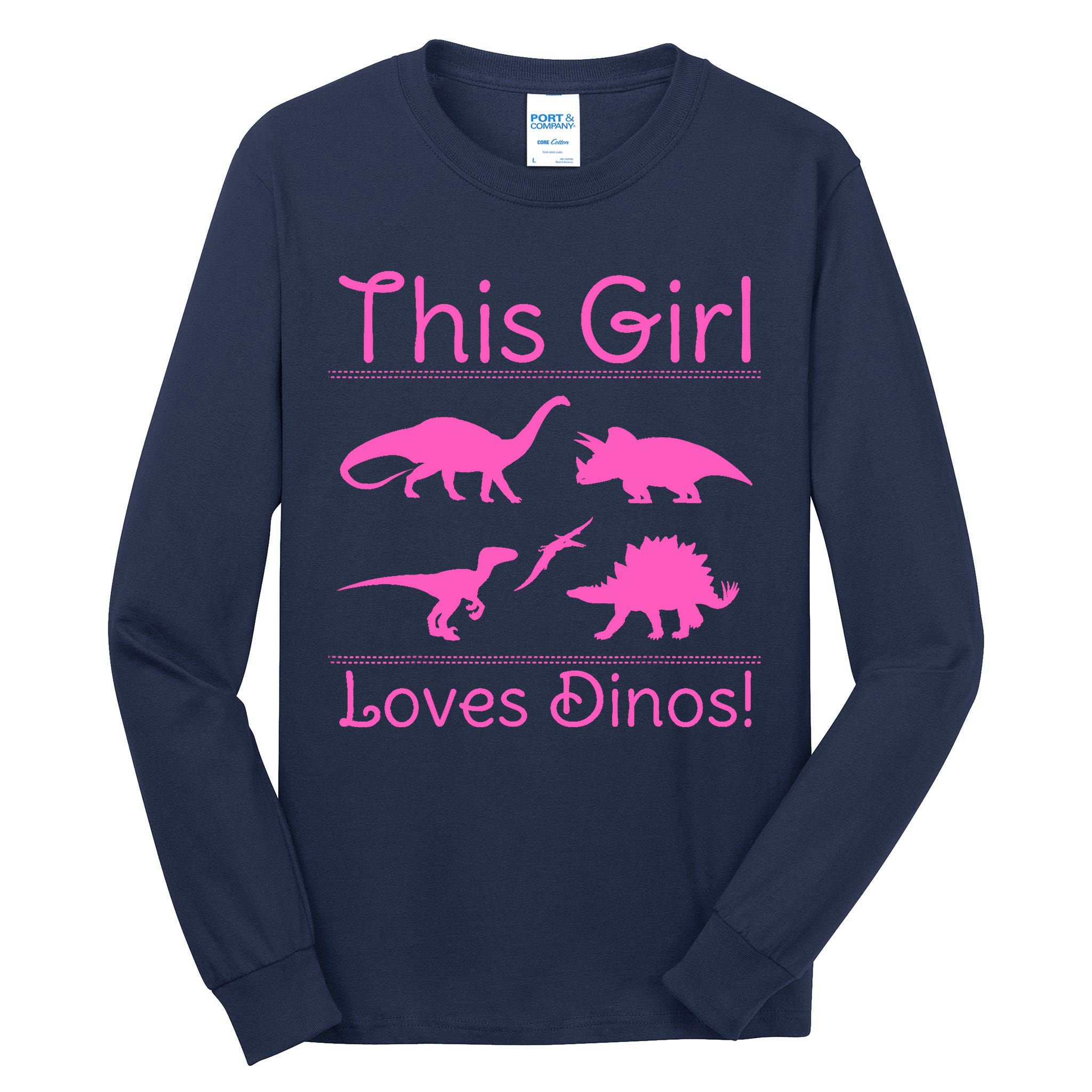This Girl Loves Dinos - Dinosaur Tall Long Sleeve T-Shirt