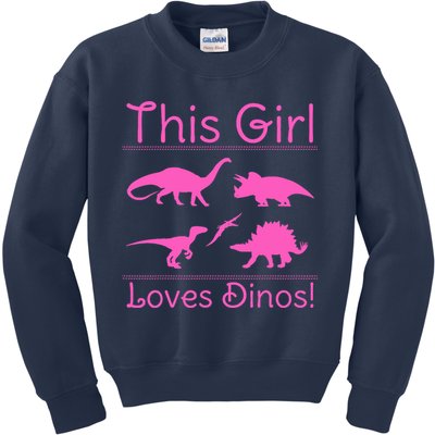 This Girl Loves Dinos - Dinosaur Kids Sweatshirt