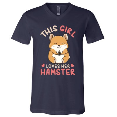 This Girl Loves Her Hamster | Hamster Lover Gift V-Neck T-Shirt