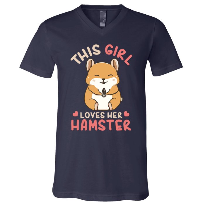 This Girl Loves Her Hamster | Hamster Lover Gift V-Neck T-Shirt