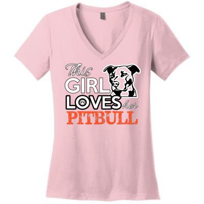 This Girl Love Her Pitbull Women's V-Neck T-Shirt