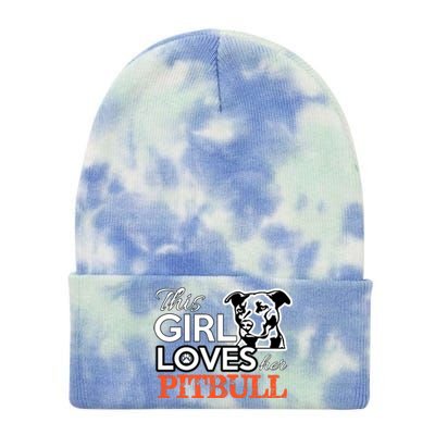 This Girl Love Her Pitbull Tie Dye 12in Knit Beanie